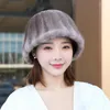 Berets Mink Hat Winter Leather Leather Fisherman Fur Grass Shicay Warm Warm Proseile Propositile Top Ear Protector