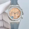 Kobiety Diamond Watch 7750 Timing Top Mechanical Ruch Watches 37 mm Sapphire Waterproof Waterproof Fashion WristWatches Luksusowy gumowy pasek
