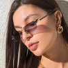 Sonnenbrille Oulylan Retro Rahmenlos Männer Und Frauen Trendige Holzmaserung Beine Sonnenbrille Quadratisch Randlos Vintage Literarisch