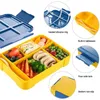 Serviesgoed Lunchboxen voor kinderen en studenten Verzegeld in compartimenten Fruitsalade Werk Magnetron Verwarming Bento Lunchbox