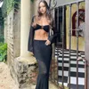 Skirts Summer Knit Long Skirt Women Sexy Holiday Party Beach Cove Up Midi Dropped Waist Solid Bodycon Maxi Slim skirt 231016