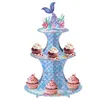 Forniture festive Torre porta cupcake Espositore da tavolo con vassoio da portata a 3 livelli per dessert Feste di compleanno decorative colorate