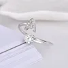 Bagues de cluster Buyee 925 Sterling Silver Mignon Bague Doigt Lumière Blanc Zircon A à Z Lettre Cricle Pour Femme Fille Excellente Bijoux De Fête