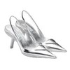 Slingback Pumps chaussures strass ornés de cristaux rembourrés soirée point toe talons sandales femmes à talons 9cm chaussure de luxe designer robe