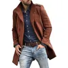 Men's Jackets Wool Solid Color Stand Collar Medium Long Casual Pocket Coat Mens Sur Anorak