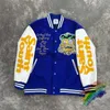 Men's Jackets Blue Saint Michael Religious Embroidery Baseball Coat Women's Casual Extra Large Street Clothing Cotton Dress x1016