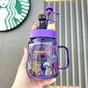 Посуда для напитков Nwe Starbucks, лимитированная серия на Хэллоуин, фиолетовый эльф, маленький монстр, креативный подарок, стеклянная соломенная чашка, 525 мл, чашка для питья