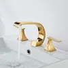 Badezimmer-Waschtischarmaturen, Wasserhahn, Gold, breites Becken, schwarzer Wasserhahn, luxuriöser Rosenmischer und Kaltduschraum