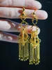 Boucles d'oreilles pendantes pour femmes, Design chinois, Style métallique, Long pampille exagérée, chaîne en forme de larme dorée, bijoux à la mode