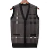 Heren Vesten Dikker Vest Trui Diepe V-hals Gebreid Vest Mannen Trendy Mohair Mouwloze Casual Kleding 22515