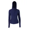 Femmes Yoga manches longues définir sweat à capuche veste couleur unie nu sport façonnage taille serré Fitness ample Jogging vêtements de sport Women's Jackets