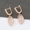 Dangle Earrings Leaf Shape Design Hanging 2023 Trendy Rose Gold Color Drop For Women Gift Zircon Luxury Quality Jewelry