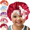 Атласная шапка с бантом «сделай сам», детская ночная шапочка, однотонная шелковая шапочка для сна, детская шапочка для ночного сна с узлом, шапочки для макияжа для девочек