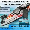 70KM/H High Speed Radio Remote Control Boat Speedboat 200M Neting Unhook Capsized Reset Waterproof Racing Induction RC Boat Toy