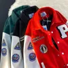Мужские куртки Американский винтажный трендовый бренд-куртка Мужская куртка для пар на весну и осень 2023 г. Новая трендовая бейсбольная куртка с соответствующей цветовой маркировкой x1016