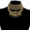 Bohemian Vintage Alloy Black Stone Choker Necklaces For Women Gypsy Tribal Turkish Chunky Necklace Festival Party Jewelry Gift Cho2959