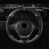 Steering Wheel Covers 38CM Microfiber Leather+Carbon Fiber Red/Yellow/Blue Mark Universal Car Steering-wheel Cover Anti-Slip Car Accessories Q231016