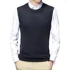 Coletes masculinos sem mangas colete elegante malha quente casual simples inverno moda pull-over design jaqueta masculina