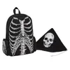 School Bags JIEROTYX Canvas Backpack Halloween Multifunctional School Bags Unisex Skull Skeleton Printed Backpack Gothic Designer Travel Bag 231016