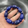 Pulseira de miçangas tubo lápis-lazúli azul fio