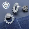 Kolczyki stadninowe qxtc d Color 1,7 mm certyfikowany moissanite dla kobiet Sun Flower Wedding Jewelry Genialna symulowana diament