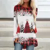 Женские футболки, хлопковая футболка, рождественская одежда с принтом снеговика для женщин, осенне-зимний свитер с круглым вырезом, большой праздничный пуловер