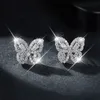 Nuove donne affascinanti orecchini orecchini in argento 925 orecchini a farfalla VVS Moissanite orecchini a bottone bel regalo per ragazze donne