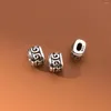 Lose Edelsteine, 1 Stück/Lot, S925 Silber, geometrische Linien, ovale Perlen, 7 x 5,5 mm, handgefertigte Funky Spacer, DIY-Schmuckmaterialien