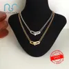 S925 Sterling Silver Hardwear Series Diamond Inlaid Double Links Necklace Classic Charm Female Luxury Brand 11 Jewelry2445