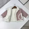 new rabbit hair Jacket for boys and girl Winter baby Warm Coats Size 90-140 CM Checkered full print Kids Outwear Oct15