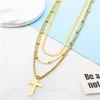 Chokers Multi Layer Snake Bone Chain Necklace Fashion Three-layer Cross Pendant Titanium Steel Sweater270k