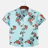 Camicie casual da uomo Estate Uomo Coconut Tree Stampato risvolto Moda Beach Top a manica corta 2023 Camicia hawaiana in cotone 5xl