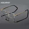 Lunettes de soleil de mode Cadres Hommes Lunettes Titanium Rimless Marque Designer Lunettes Prescription Top Qualité Lunettes Golden Business 252z