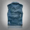 Gilet da uomo Gilet di jeans da uomo strappato Plus Size Streetwear Gilet monopetto Giacca estiva primaverile autunnale Hip Hop