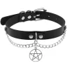 Black Pentagram Choker Necklace Harajuku Goth Punk Leather Chocker Aesthetic Girl Collar Fashion Neck Jewelry