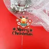 Factory Outlet Farbiges Acrylkarten-Plugin mit Elch-Weihnachtsmann-Dessertdekoration, gerade Weihnachtskuchendekoration CS20