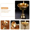 Portacandele 2 pezzi Luci da tè dorate Portalampada in ottone Ghee Bastone Tazza di olio Decori per altare Sala Rame