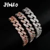 Cadena JINAO 14MM Hip Hop Color dorado Chapado en Miami Pulseras de eslabones cubanos Iced Out Micro Pave Cubic Zirconia para hombres Regalo de joyería femenina 231016