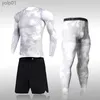 Trainingspakken voor heren Sneldrogend Camouflage Hardloopsets voor heren Compressiesportpakken Skinny panty's Kleding Gym Rashguard Fitness Sportkleding Heren 2021L231016