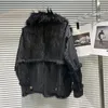 女性用レザーハイエンドジャケット2023冬用服ストリートウェアラムファーカラーウォームコートレディエレガントな長袖コート