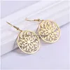 Dangle & Chandelier Dangle Chandelier Lucktune Retro Flower Drop Earrings Filigree Stainless Steel Round Hoop For Women Gift Fashion J Dhwld