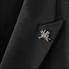 Costumes masculins Minglu Black Blazer Men Luxury Luxury Flower Flower Metal Brooch Fashion Fashion Slim Fit Party MAN plus taille 5xl