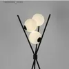 바닥 램프 Sandyha Floor Lamp Nordic G9 LED 우유 화이트 볼 삼각형 스탠딩 테이블 침실 거실 실내 조명 조정 Q231016