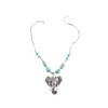 Hanger Kettingen Vintage Tibetaans Zilver Kleur Etnische Stijl Turquoise Olifant Presentatie Unieke Persoonlijkheden Ketting