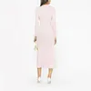 Women Blends pink knitted medium length dress senior sense of fashion temperament polo collar waist skimming long 2023 231016