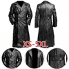 Men's Leather Faux Leather MEN'S GERMAN CLASSIC WW2 MILITARY UNIFORM OFFICER BLACK REAL LEATHER TRENCH COAT 231016