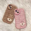 Mobiele telefoon hoesjes Xiaoxiangfeng pluche geborduurd konijn geschikt voor Apple 14pro 12 telefoonhoes met grote ogen kleine dikke fijne gaten herfst en winterL2310/16