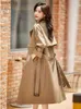 Trenchs Femme Trench Coat pour femmes 2023 hiver automne solide revers double boutonnage Long pardessus hauts coupe-vent femmes vêtements vestes WarmL231113