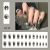 Faux ongles 24 pièces scintillant lune faux ongles galaxie paillettes patchs Y2K Styles décoration artificielle bricolage accessoires d'art