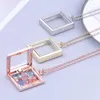 Pendant Necklaces 1PC Square Glass Relicario Po Locket Necklace Floating Chams Picture For Jewelry Women Men Gift